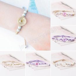 Glass Ball Dried Dandelion Bracelet Ceramic Hand-made Dried Flower Charm Bracelets Girls Gifts Fashion Jewelry