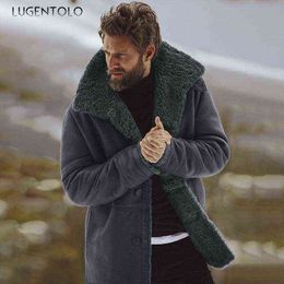 Men's Wool & Blends Warm Men Autumn Winter Solid Lapel Single Breasted Coats Casual Simple Fluff Street Jackets T220810