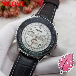 Japanese Baume & Mercier Quartz Movement Watch 42mm Leather Multi-Function Watches Montre De World Map Waterproof Luxury Wristwatch