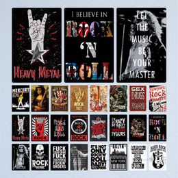 Rock & Roll Metal Sign Tin Sign Plaque Metal Vintage Music Metal Poster Retro Wall Decor for Bar Pub Club Man Cave280Q