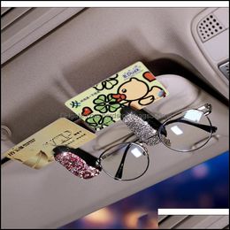 Other Household Sundries Home Garden New Diamond-Studded Car Mti-Functional Bill Clip Glasses Frame Wholesale Drop Delivery 2021 Vtjy5