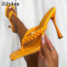 Sandals 2023 New Summer Women Weave Fashion Cosy Leather Pinch Peep Toe Ankle Strap Ladies Heel Pumps Shoes Size 3542 220232