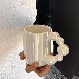 Mugs Large Capacity Milk Juice Coffee Mug Multicolor Gourd Bead Handle Beer Cocktail Water Cup Decorative Glass Tumbler For Black TeaMugs Mu