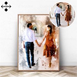 Custom Artwork Canvas Painting Personalised Portrait Poster Abstract Wall Art Lovers Family Friend Unique Anniversary Gift Decor 220614