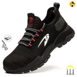 New 2022 Men Safety Work Shoes Steel Head Anti-smash Construction Shoes Indestructible Non-slip Sneakers Breathable Footwear