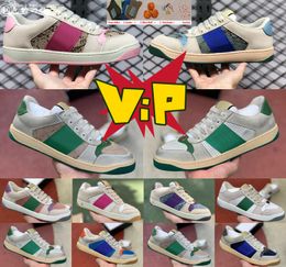 TOP Quality Men Women Screener Webbing Sneakers Designer Stripe Shoes Fashion Dirty Leather Lace-up Tennis Shoe Fabric Low High Canvas Sports Casual Trainer 35-45