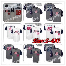 New Custom 2017 World Baseball Team USA WBC Classic Jersey Marcus Stroman Nolan Arenado Giancarlo Stanton Eric Hosmer 7 Christian Yelich Men's