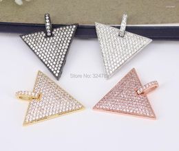Pendant Necklaces 5pcs Charm Micro Pave CZ Triangle Beads Metal Copper Cubic Zirconia For Jewellery MakingPendant