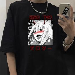 Darling In The Franxx Japanese Anime T shirt Men Kawaii Cartoon Zero Two T Shirt Harajuku Unisex Tops Manga Graphic Tees Male 220623