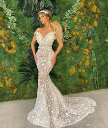 2022 Luxury Mermaid Wedding Dresses With Detachable Skirt Lace 3D Floral Appliqued Country Wedding Dress Satin Custom Made Vestido180x