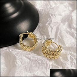 Stud Earrings Jewelry Vintage Fashion Design Metal Gold Twist Hoop For Women Girl Daily Personality Accessories Drop Delivery 2021 316Ww