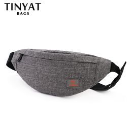 TINYAT Male Men Waist Bag Pack Casual Functional Money Phone Belts Bag Women Bag for Belt Canvas Hip Baga Fanny Pouch Banana bags