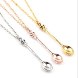 Pendant Necklaces Pendants Jewelry Drop Delivery 2021 Charm Tiny With Crown Necklace Creative Mini Long Link Spoon Ldt04