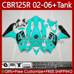 +Tank OEM Fairings For HONDA CBR 125R CBR 125 R CC CBR125R 2002 2003 2004 2005 2006 Body 124No.104 CBR-125 CBR125RR 02-06 CBR-125R 125CC 02 03 04 05 06 Black Cyan Bodywork