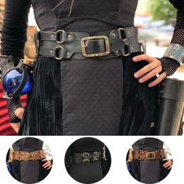 Belts Mediaeval Girdle PU Leather Wide Belt Men Women Steampunk Gothic Waist Protector Larp Unisex Viking Knight Cosplay WaistbandBelts