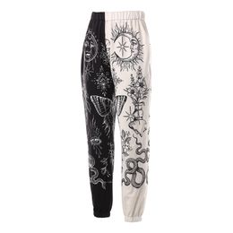 Womens Wild Casual Trousers Fashion Contrast Color Printing Mid waist Beam Feet Pants 220719