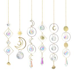 Home Colorful Crystals Hanging with Chain Pendant Ornament Crystal Balls for Window Garden Christmas Day Party Wedding Decoration