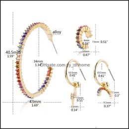 Hoop Hie Earrings Jewelry 4Pcs Cz Stone Stud Kit Rainbow Crystal Fashion R9Je Drop Delivery 2021 Q1Xov