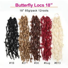 14 inches hair extensions UK - Handmade Butterfly Locs Hair Extensions Goddess Pre Looped Short Bob Distressed Faux Locks Crochet Braiding Hair