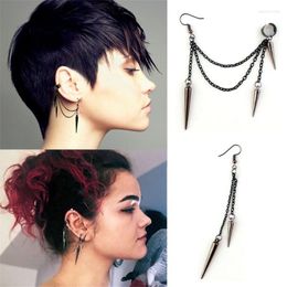 Clip-on & Screw Back Pair Fashion Dangle Long Tassel Rock Hip Hop Drop Ear Stud Rivet Clip Punk EarringsClip-on Odet22