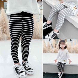 Girls Slim Pants Striped Girl Leggings Children Spring Autumn Children's Pants Casual Style Clothes Girl 210412