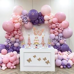 Purple Pink Balloons Garland Arch Kit Macaroon Latex Ballons Wedding Birthday Party Decor Kids Adult Girl Baby Shower Ballon 220523