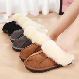 Absorb Sweat Home Warm Soft Plush Nonslip Indoor Sheepskin Fur Slippers Solid Colour Women Shoes 34 Y201026 GAI GAI GAI