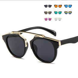 Classic cat eye Sunglasses Girls BOY Colorful Mirror Children Glasses Metal Frame Kids Travel Eyeglasses UV400