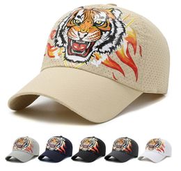 High Quality Unisex Retro Baseball Caps Women Sunscreen Sun Hat Men Outdoor Fishing Hats Tiger Head Embroidered Patch Gorros