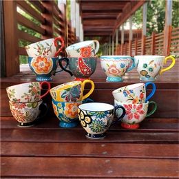 Nordic hand-painted characteristic milk cereal breakfast cup red large capacity ceramic cups of coffee 400ml T200506