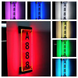 Solar Personalised House Number Light Acrylic RGB White+warm IP65 Outdoor Wall Lamp Street Address Sign Lights Outdoor Gate