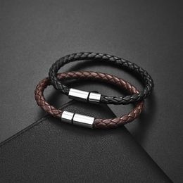 Classic Braided Leather Bracelets Simple Brown Bracelets Bangle for Women Men New Year Jewellery Gift Fashion Accessory