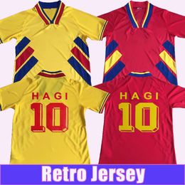 1994 Romania National Team Mens Soccer Jerseys HAGI RADUCIOIU POPESCU ROMANIA Home Yellow Away Red RETRO Football Shirt Short Sleeve