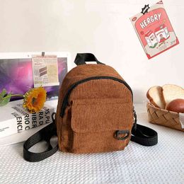 School Bags 2022 Fashion Women Mini Backpack Solid Color Corduroy Small Backpacks Simple Casual Student Bookbags Traveling 220802