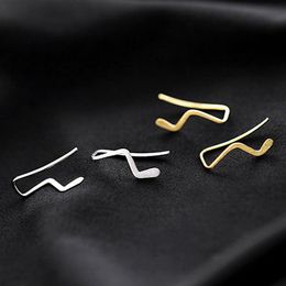 Clip-on & Screw Back Genuine 925 Sterling Silver Wave Shape Ear Climbers Simple Pierced Crawler Earrings For Women GirlsClip-on