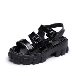 Sandalen Damen Schuh Mode 5,5 cm Absatz Sommer Schnalle Rutschfeste Basic CasualSandalen