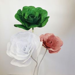 Artificial Velvet Rose Flower Branch Wedding Backdrop Decor Photograp Props Stage Setting Road Leading Simulation Flore Head