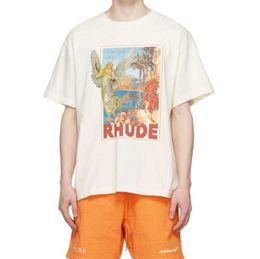 2022 newAmerican Fashion 2022 Rhude Angel with Gods Help Printed Tee Men's Casual Large Short Sleeve