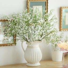 Decorative Flowers & Wreaths 5pcs Artificial Baby's Breath Gypsophila Wedding Plastic White Home DecorationsDecorative