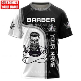 Barber Customise Name Barbershop Cool 3D Printed High Quality Milk Fibre T shirt Summer Round Neck Men Female Casual Top 1 220704