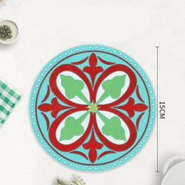 Silicone Table Mats Placemats Retro Print Pattern Non-Slip Round Colorful and Creative Mug Coaster Heat-resistant Cup Coasters W3