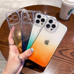 New designer Gradient Color Transparent Silicone Cases For iPhone 13 12 11 Pro MAX XR X XS SE 2022 7 8 Plus Shockproof Protection Cover