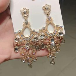 Dangle & Chandelier Vintage Luxury Crystal Waterdrop Flower Earrings For Women Students Elegant Party JewelryDangle
