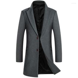 Men's Trench Coats Brand Winter Coat Men Windbreaker Thick Warm Wool Long Solid Single Breasted Mens Overcoat For Viol22