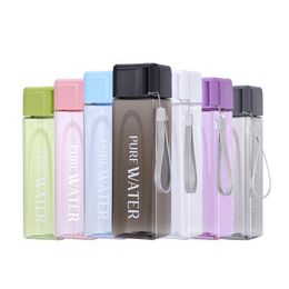 UPS Portable Water Mug 17oz Sport Water Bottle Square Transparent Tumbler Large Capacity Water Bottles Plastic Cup