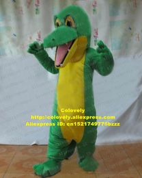 Mascot doll costume Cool Green Crocilisk Alligator Crocodile Cayman Crocodilian Mascot Costume With Sharp White Tooth Pink Toungue No.4828 F