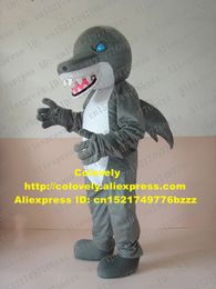 Mascot doll costume Sinister Grey Shark Mascot Costume Mascotte Selachimorpha Cetacean Whale With Big Pink Open Mouth Blue Eyes No.533 Free