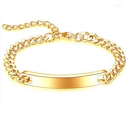 Link Chain Custome Logo Couple Bracelet Men Women 18K Gold Stainless Steel For Engagement Wedding Jewelry Gift Kent22