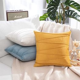 Inyahome Decorative Throw Pillow Covers Textured Knit Short Wool Velvet Plush Pillowcase Cushion Covers for Sofa Couch Bedroom 220406