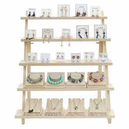 Hooks & Rails Multi-Layer Wood Display Riser Earring & Ring Holder Stand Bracelet Jewellery Storage Rack Doll StandHooks HooksHooks